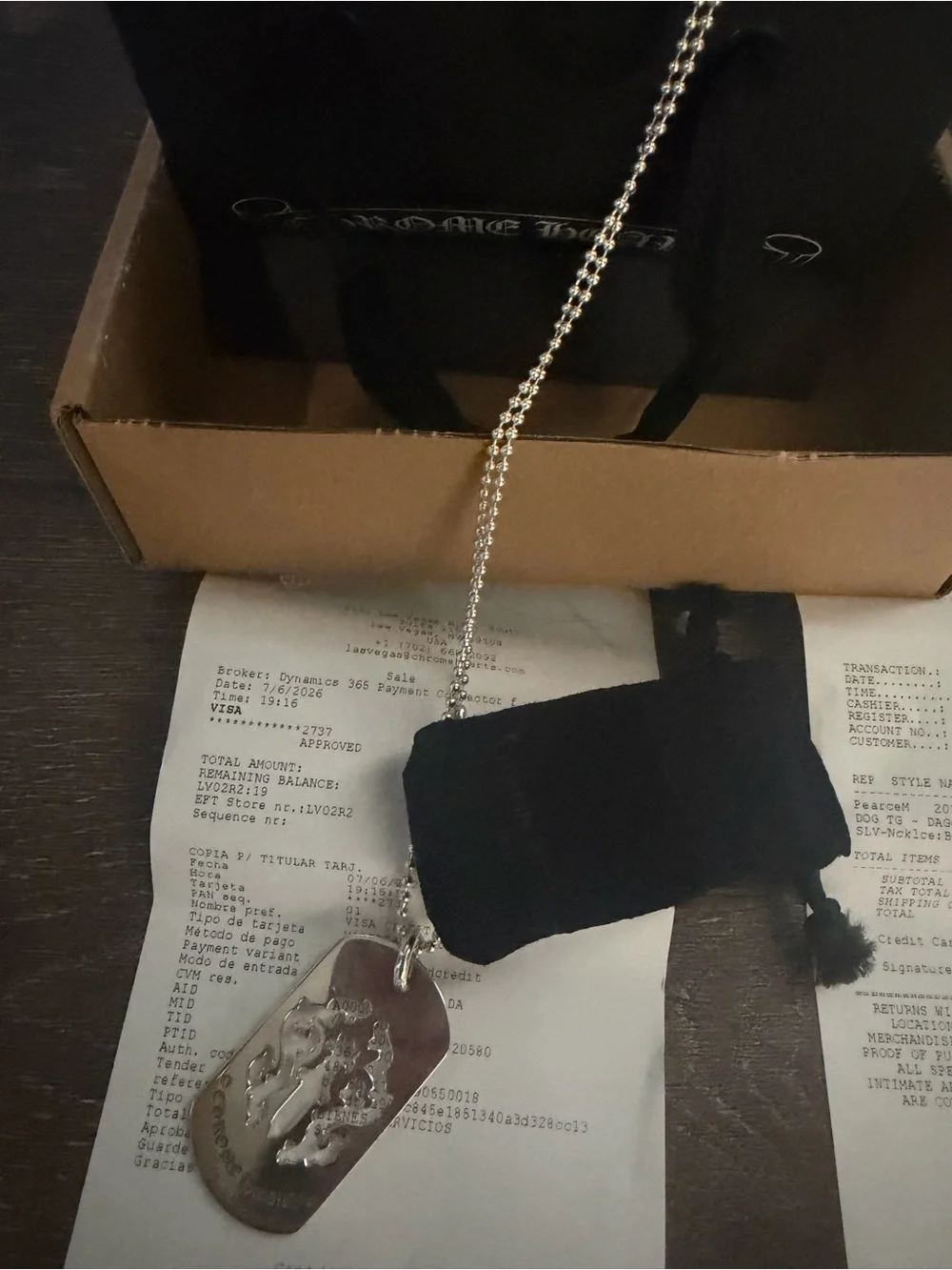 Chrome Hearts Silver cut-out cross dog-tag pendant necklace